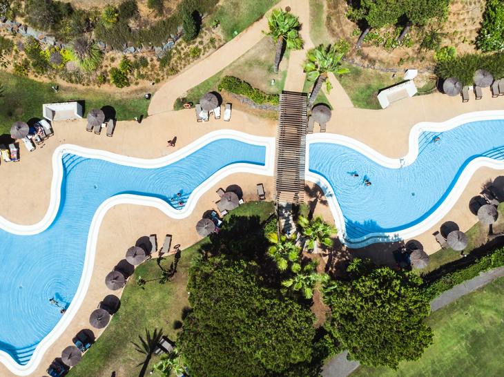 Aerial view of resort swimming pool